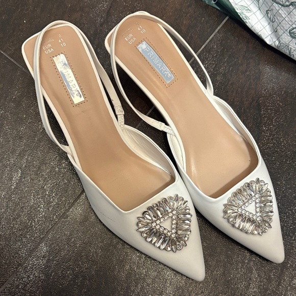 Primark White Slingback Heels with Silver Embellishments - Picture 1 of 5